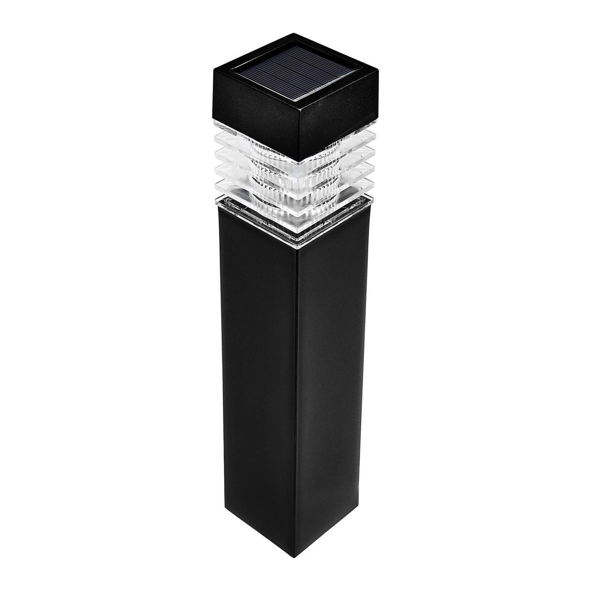 15.75 in. Solar LED Black Bollard Pathway Light, 1 Pack I3917