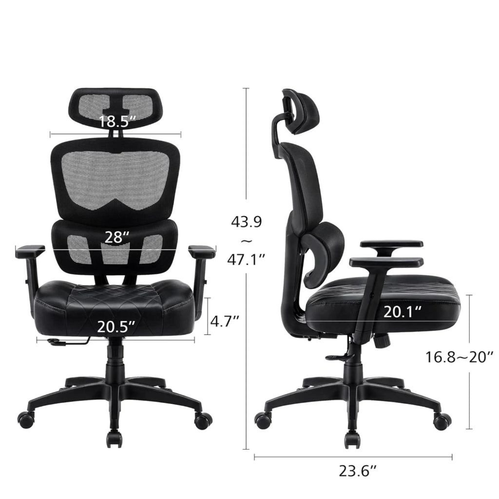 Black Ergonomic Mesh Office Chair with Footrest H26050