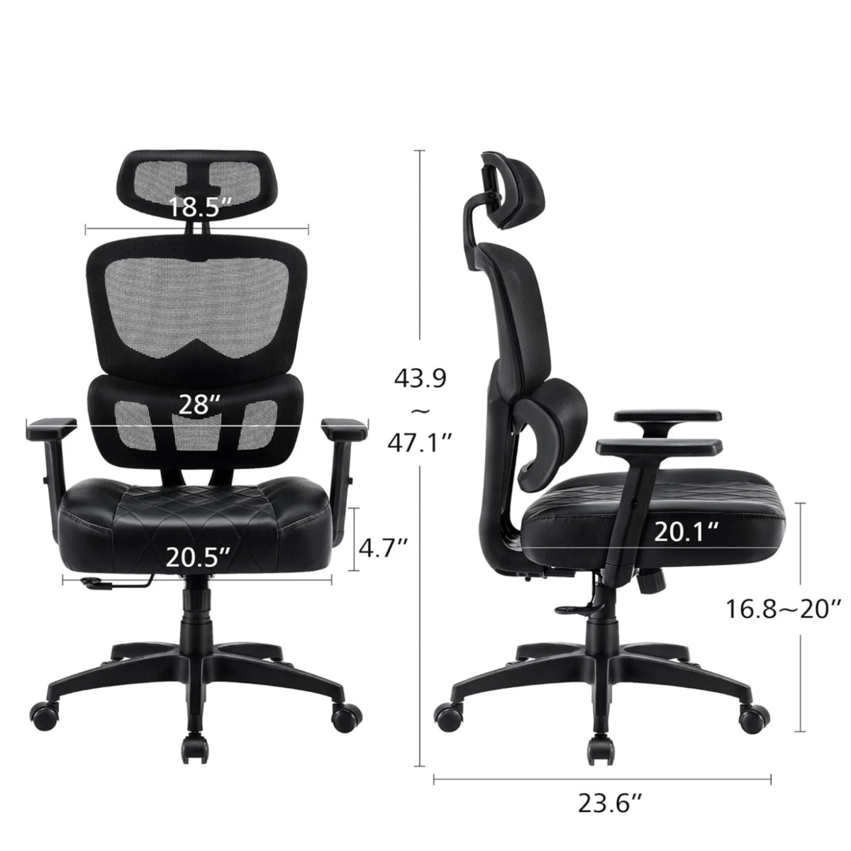 Black Ergonomic Mesh Office Chair with Footrest H26050