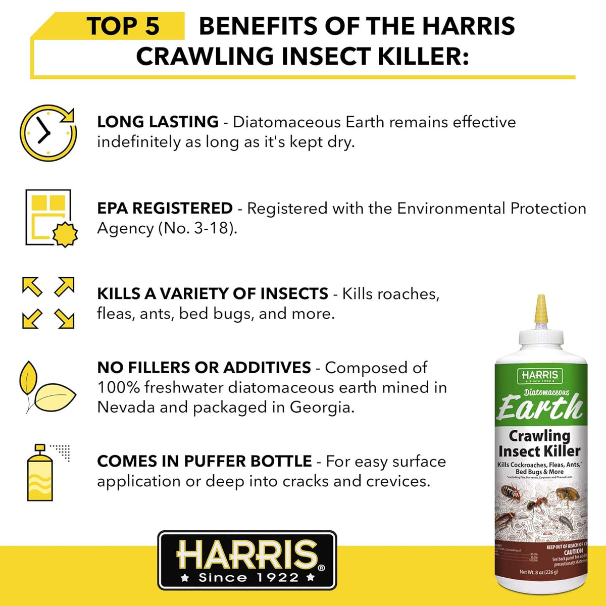 8oz Diatomaceous Earth Crawling Insect Killer H123535