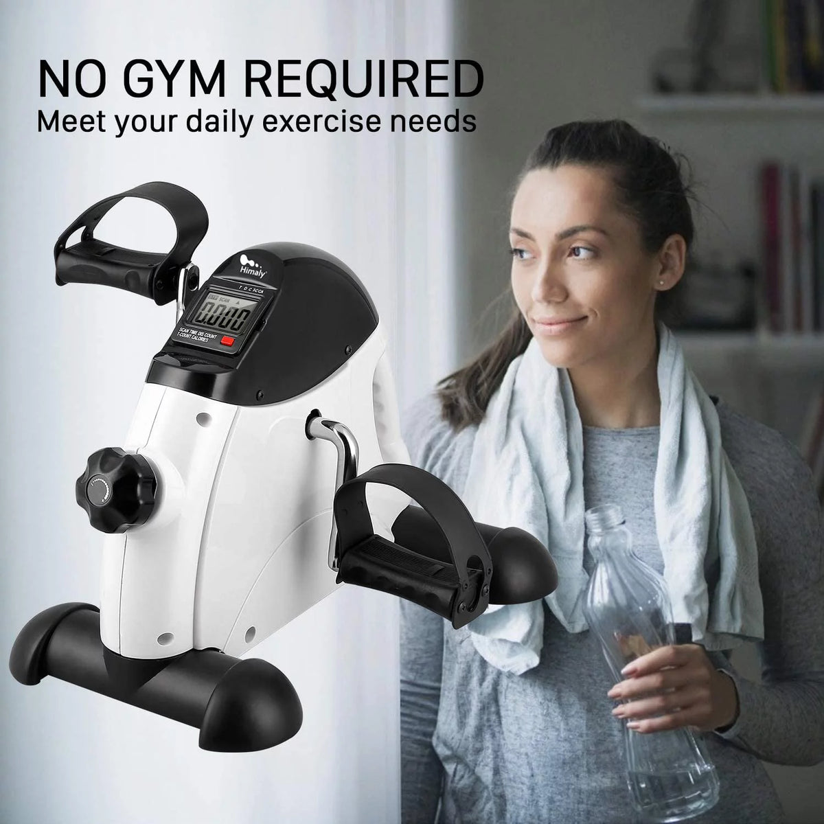 White Portable Mini Exercise Bike with LCD Screen O461657