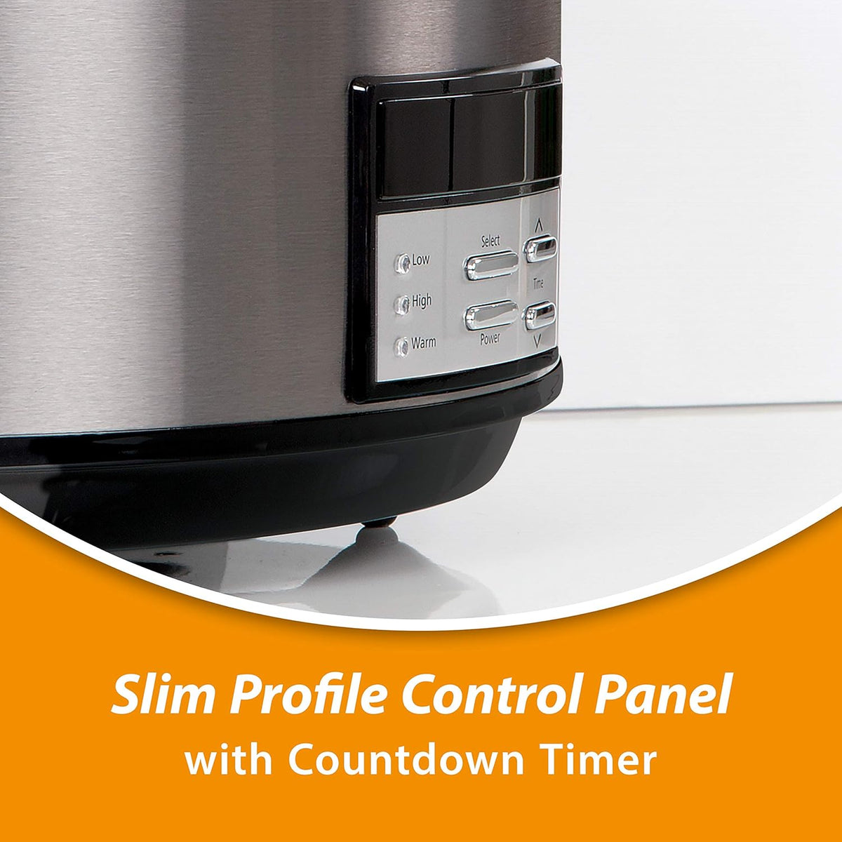 Large 8-Quart Programmable Slow Cooker with Auto Warm Setting, Black Stainless Steel S600