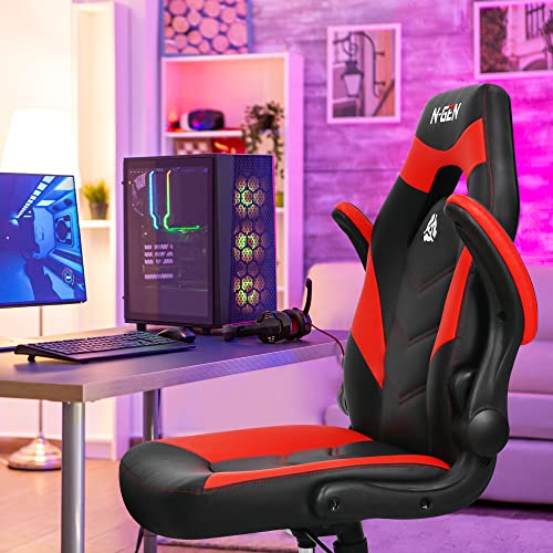 Black Ergonomic PU Leather Computer Chair with Lumbar Support O6374