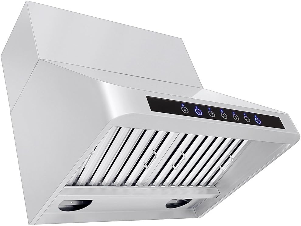 Stainless Wall Range Hood, 1000 Max CFM, 4 Speed, 30 36 42 48 54 60 inch V28843