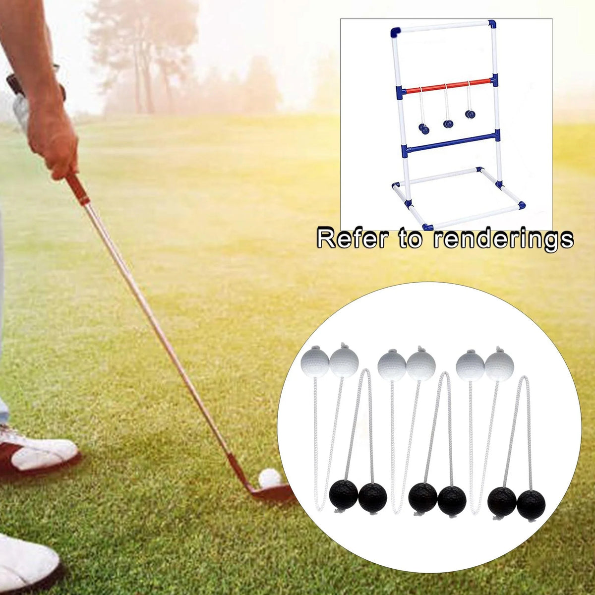 Ladder Throwing Game Outdoor Lawn Yard Beach Game Black and White F35293