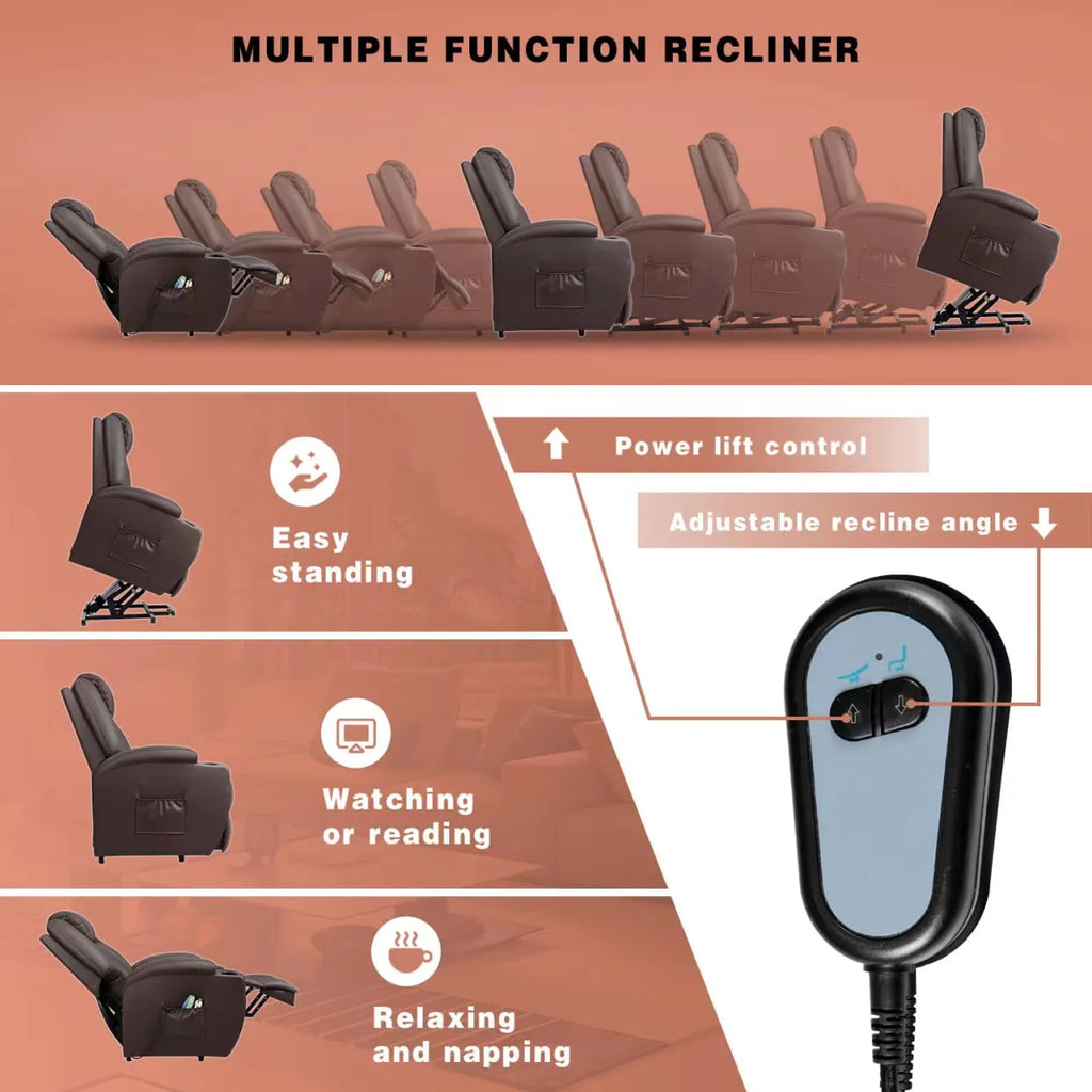 Black Faux Leather Power Lift Recliner N330