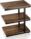 3-Tier Rustic Brown Wood Side Table with Metal Frame R591061