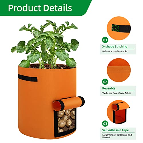 6-Pack 10 Gallon Nonwoven Fabric Grow Bags with Flap and Handles A487