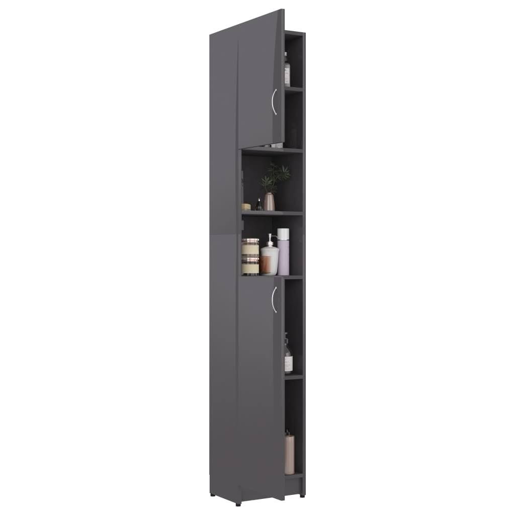 Bathroom Cabinet High Gloss Gray Chipboard Z513477