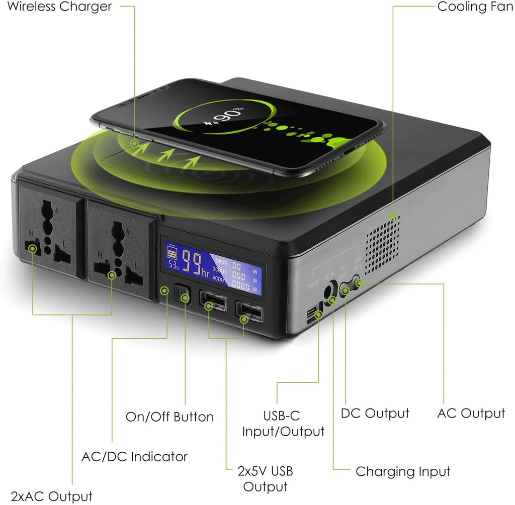 200W 154Wh Portable Power Station with 100W Foldable Solar Panel R971862