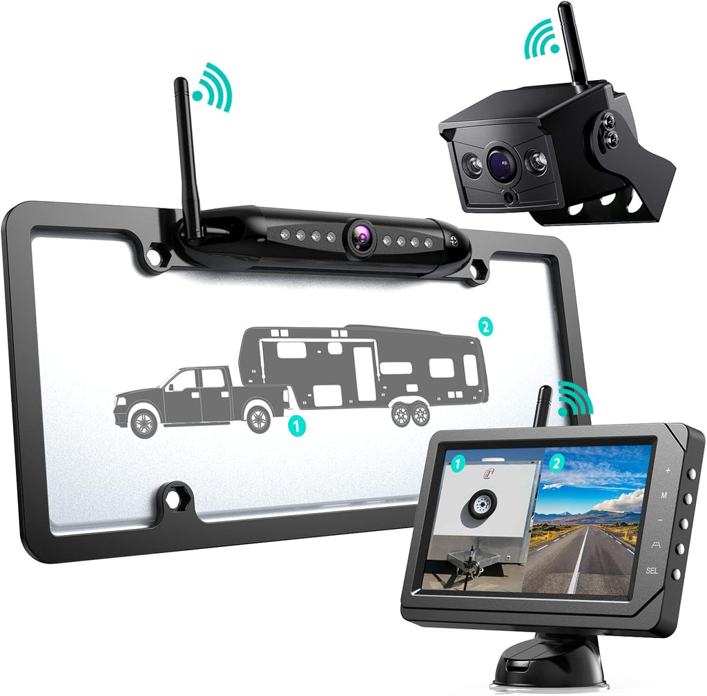 Wireless Backup Camera 5 Inch HD Monitor IR Night Vision Waterproof B9098