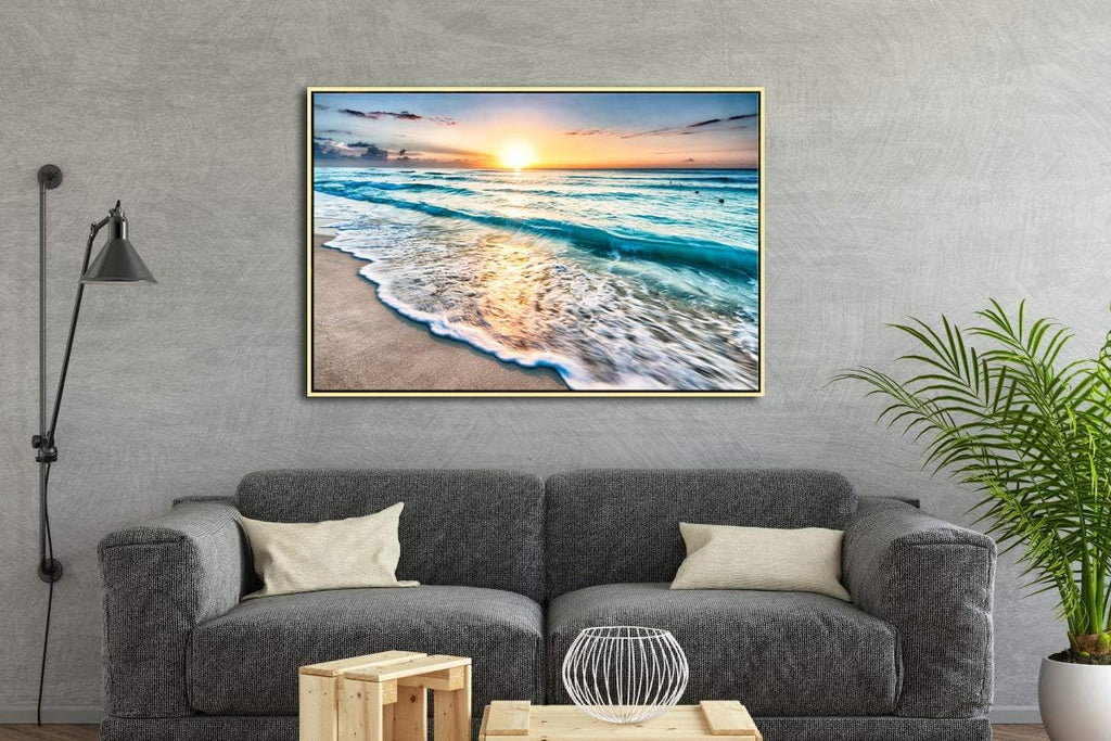 Large Canvas Prints Wall Art Ocean Beach Pictures Paintings Ready to Hang Stretched and Framed Seascape Giclee Artwork K74634