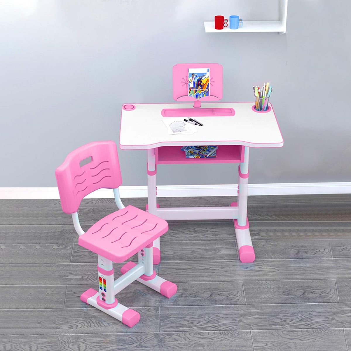 Adjustable Study Desk and Chair Set with Bookstand N128270