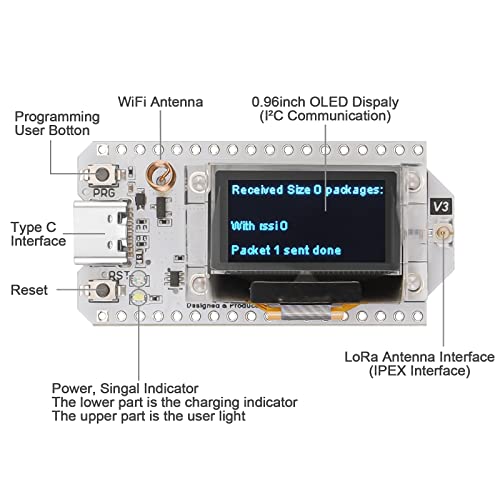 ESP32 LoRa Development Board with Protective Case and 915MHz Antenna, 0.96-inch OLED Display Type C Z604717
