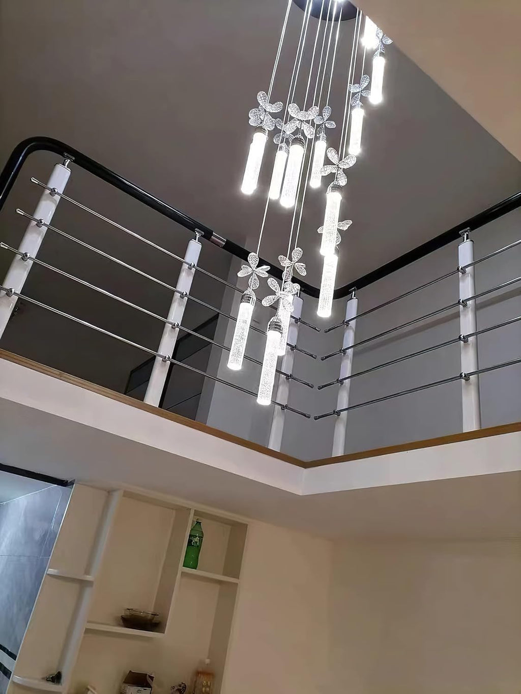 12-Lights Raindrop Spiral Crystal Chandelier with Remote Control Dimmable LED Z82335