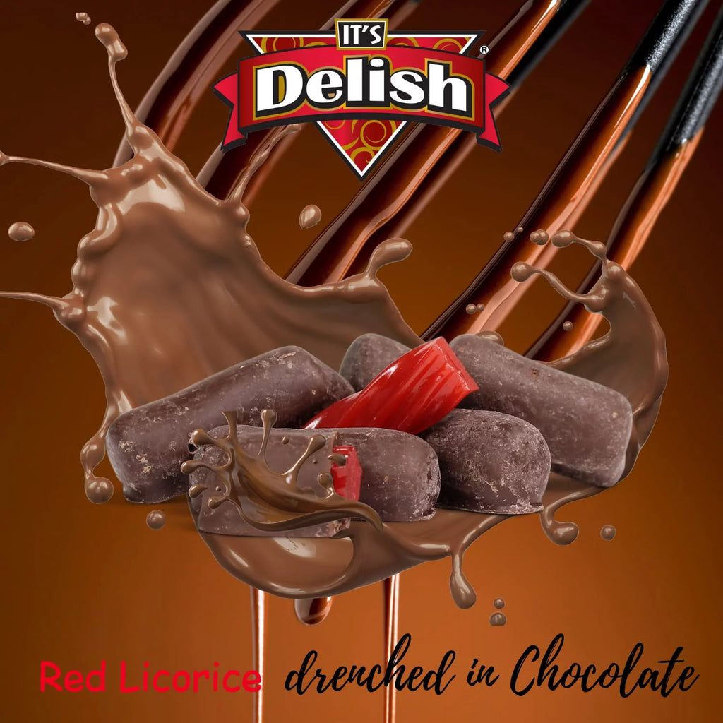 2 Lbs Bag Dark Chocolate Coated Strawberry Licorice Bits R2173