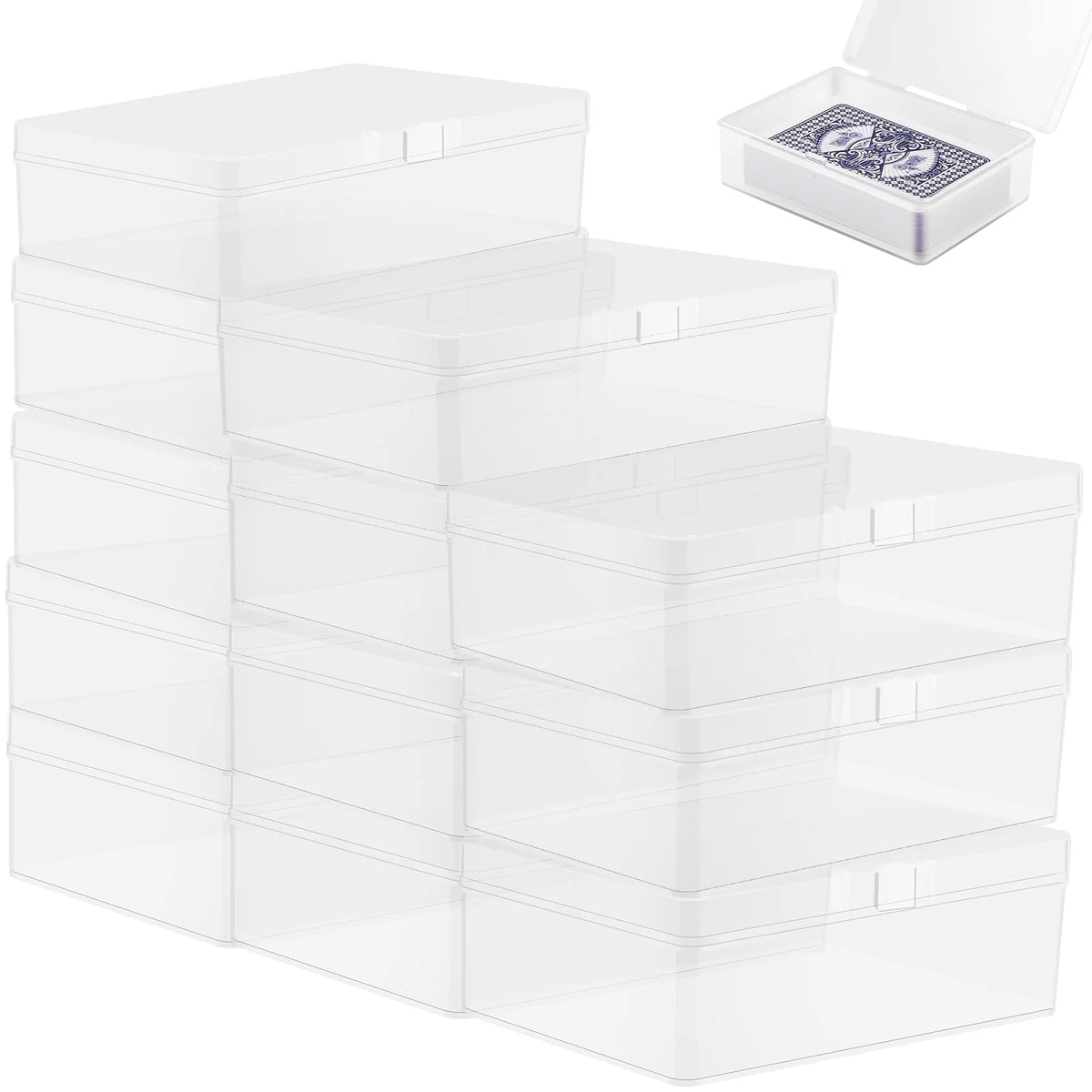 12 Pcs Clear Plastic Trading Card Storage Box with Lid F71272