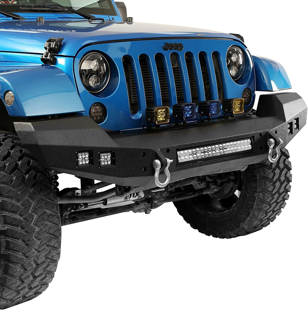 Front Bumper & Rear Bumper Combo with Spare Tire Carrier & 120W LED Light Bar N3527