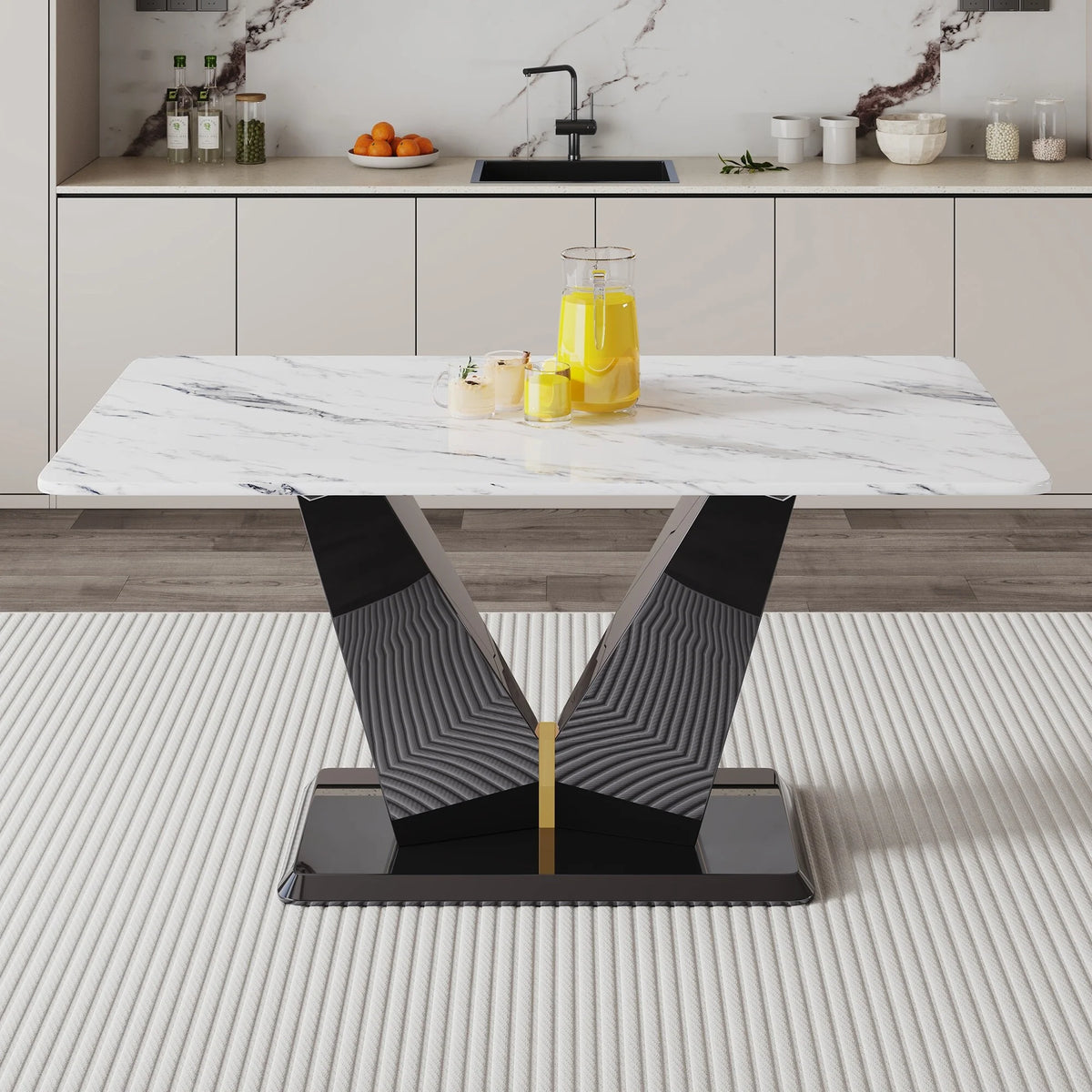 White Rectangular Dining Table B358695