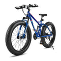 26 Fat Tire Full Suspension Mountain Bike with 21 Speeds Disc Brakes Blue H65337