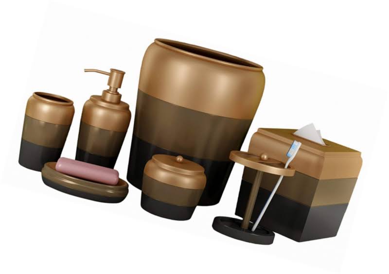 3 Tone Copper Bath Accessories Set of 7 H60181