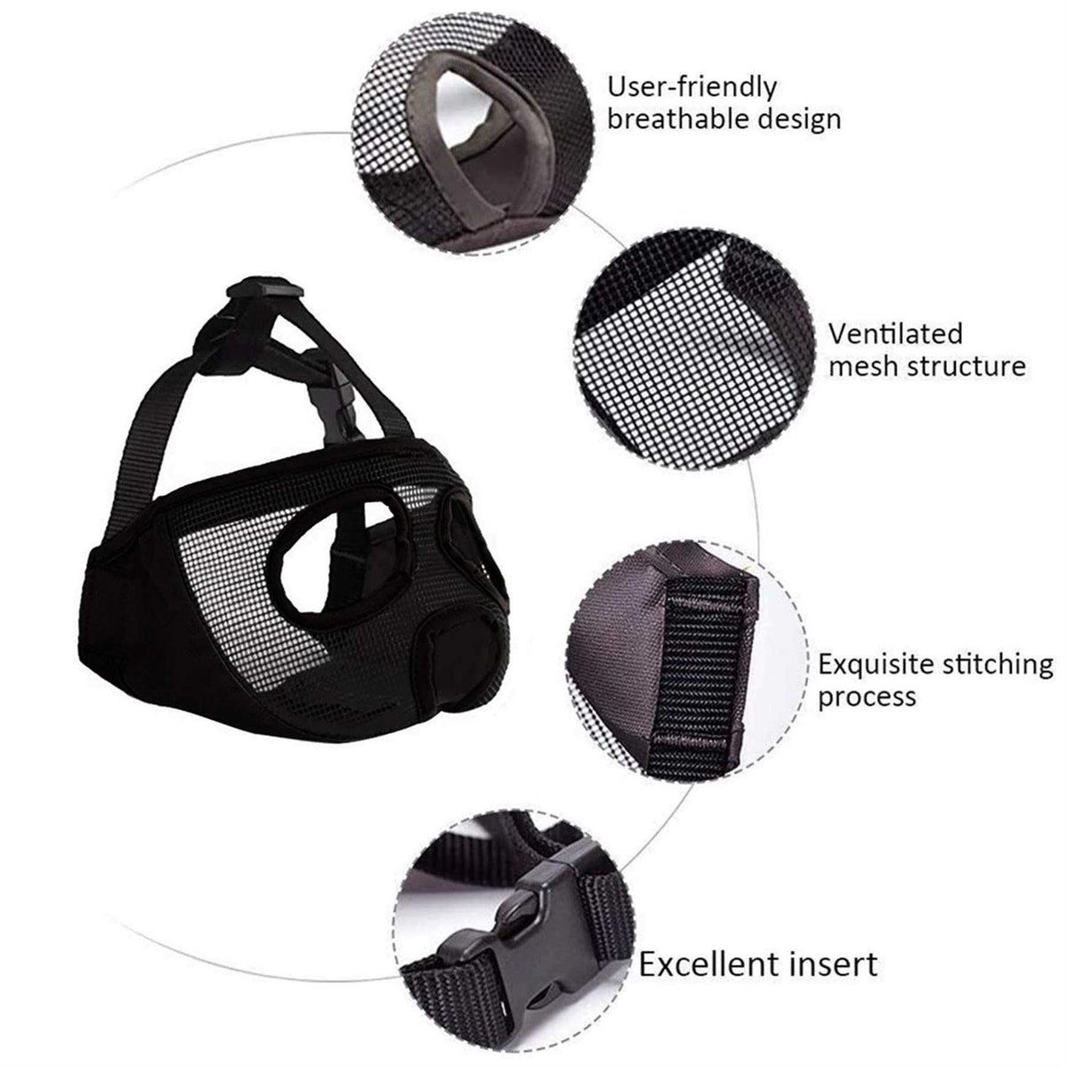 Adjustable Breathable Mesh Short Snout Dog Muzzle F820591