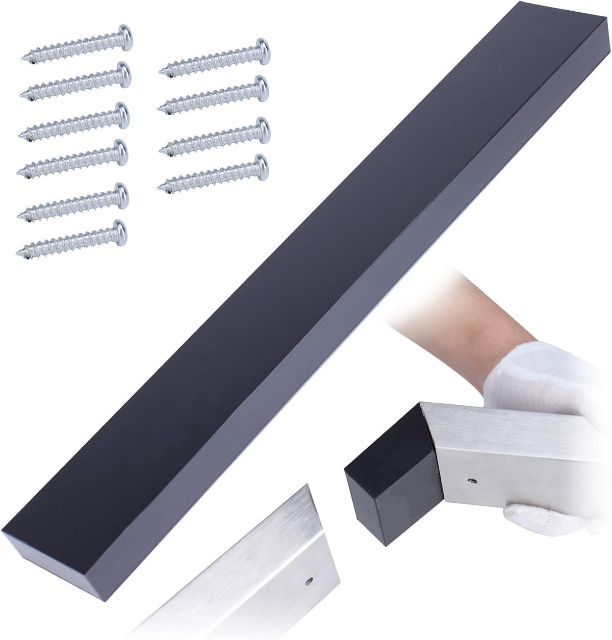 Handrail Connector 400mm Internal Spline POM Rectangular Stainless Steel Aluminum Black U822
