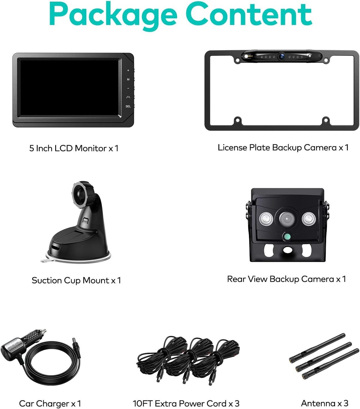 Wireless Backup Camera 5 Inch HD Monitor IR Night Vision Waterproof B9098