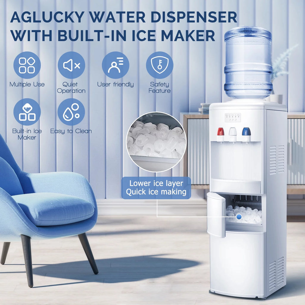 White Top Loading Water Cooler Dispenser with Ice Maker Y491