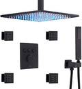 Matte Black Thermostatic Brass Shower Faucet Combo Set U34626