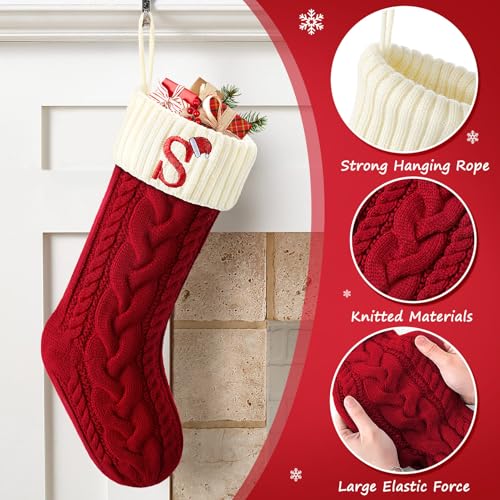 Large Embroidered Knit Christmas Stocking with Hook X953470