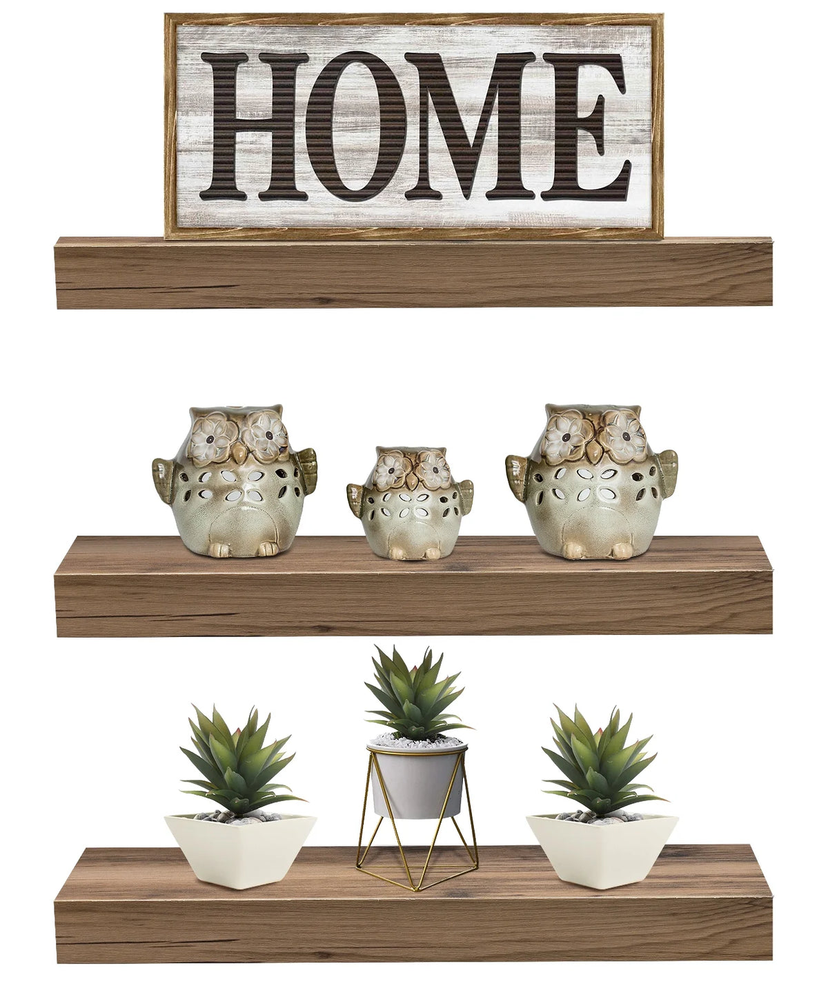 Mahogany Wall Mount Floating Shelf 3 Shelves E37105