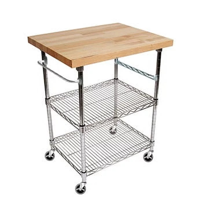 3 Tier Gourmet Cart with Maple Butcher Block Top P94341