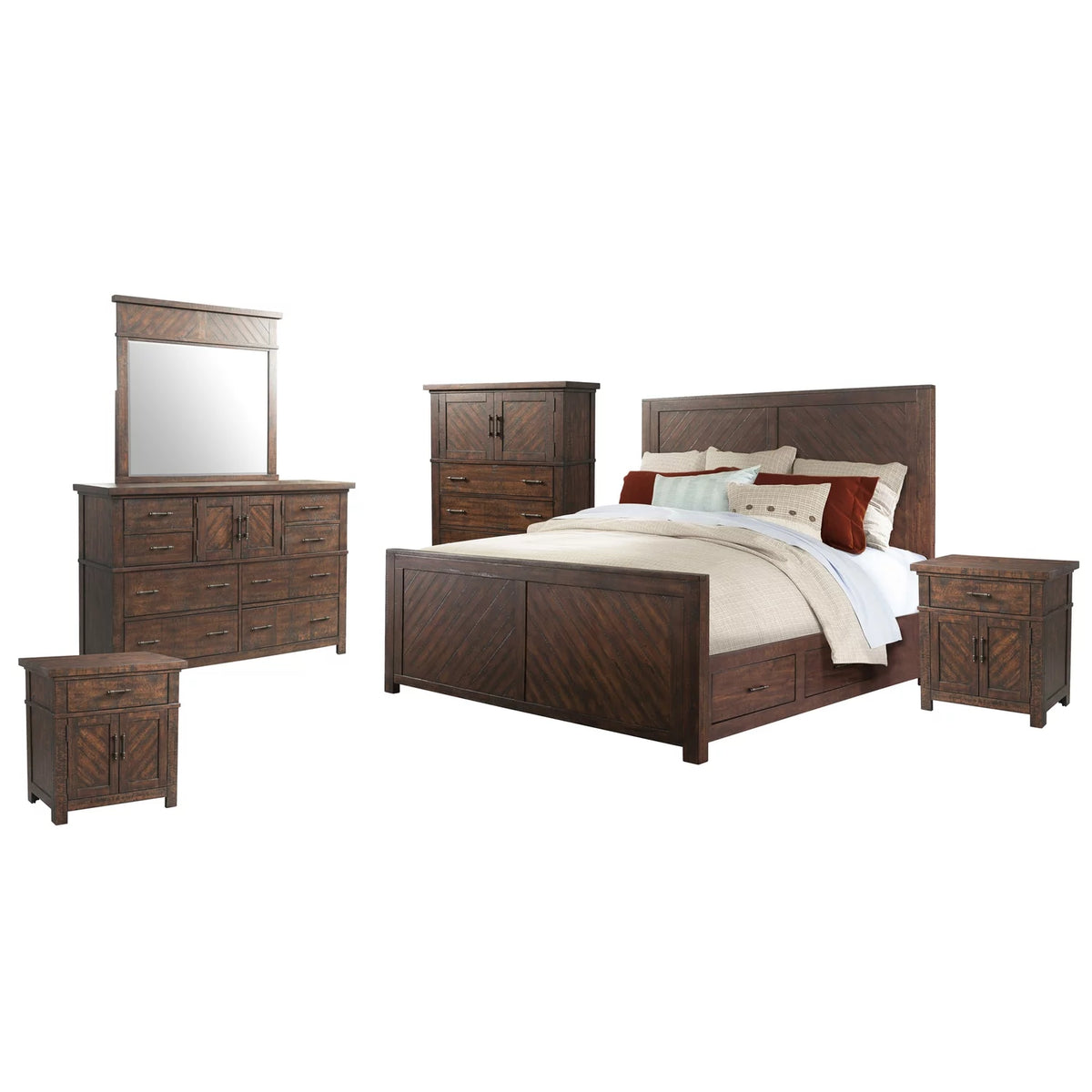6 Piece King Platform Storage Bedroom Set I813
