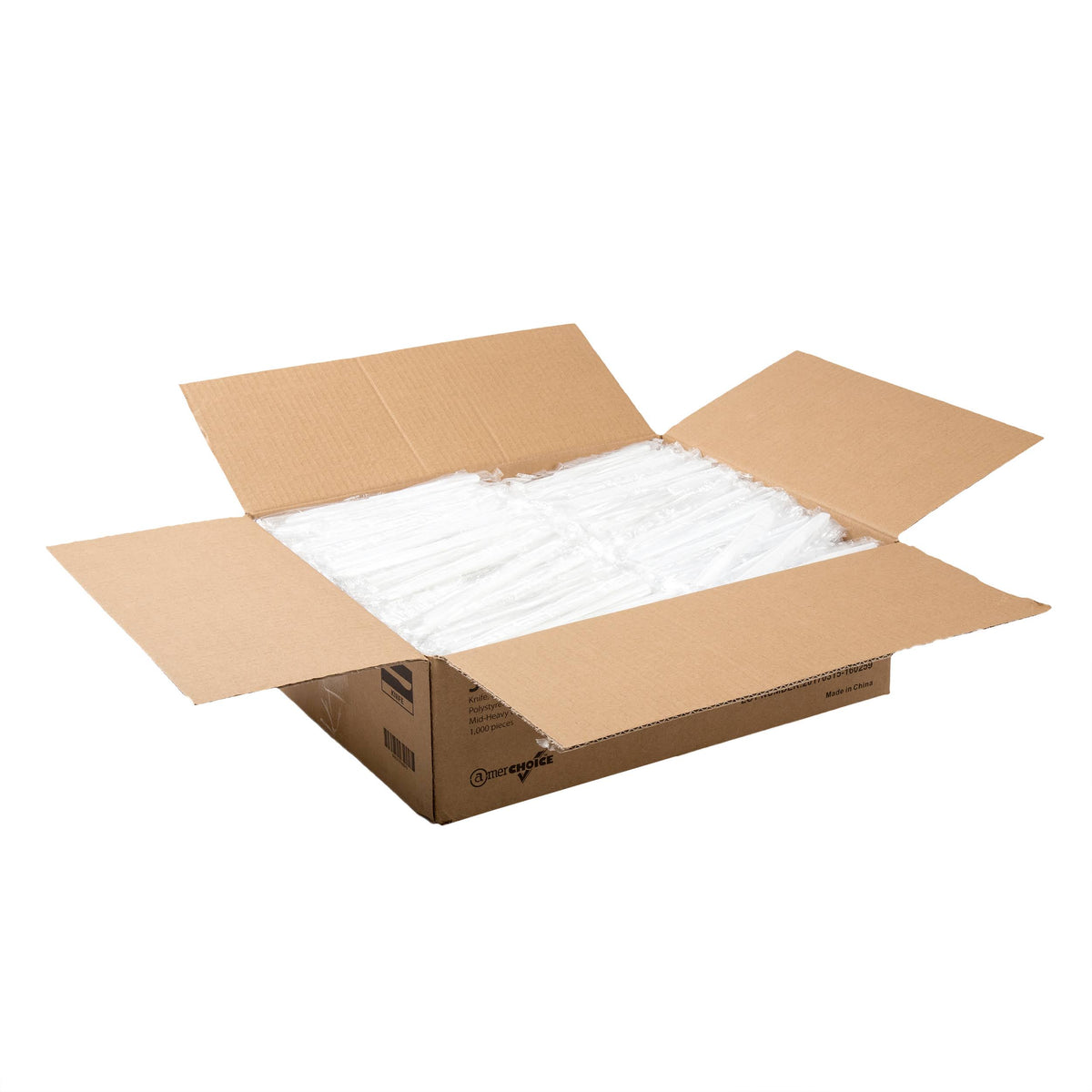 Medium Heavy White Polystyrene Individually Wrapped Knives, Case of 1000 C84656