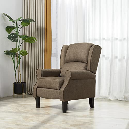 Black Suede Fabric Push Back Recliner Chair with Footrest E2926