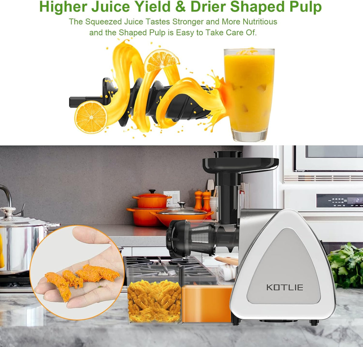 Silver Slow Masticating Juicer with Brush J3466
