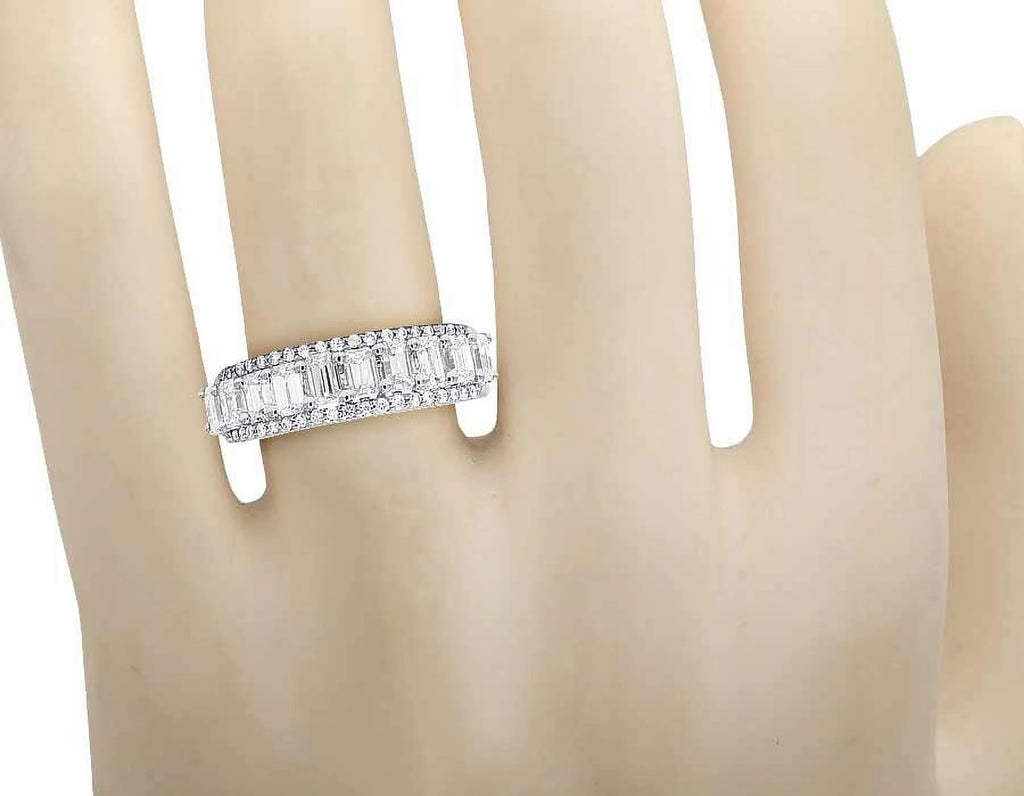 14K White Gold Diamond Emerald Solitaire Ring 1.65 Ct 6MM X31204