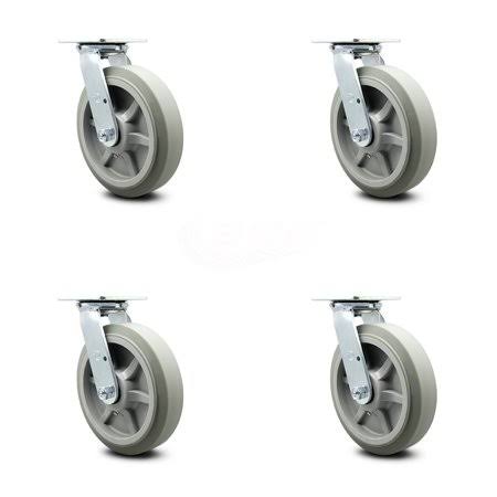 8 inch Thermoplastic Rubber Wheel Swivel Caster Set with Roller Bearings A76464