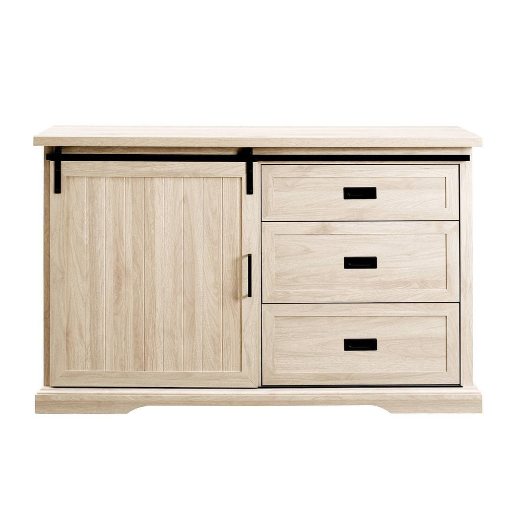 Farmhouse Sliding Door Sideboard with 3 Drawers Birch U84722
