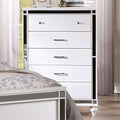 Contemporary Solid Wood 5-Drawer Chest in White Q8635