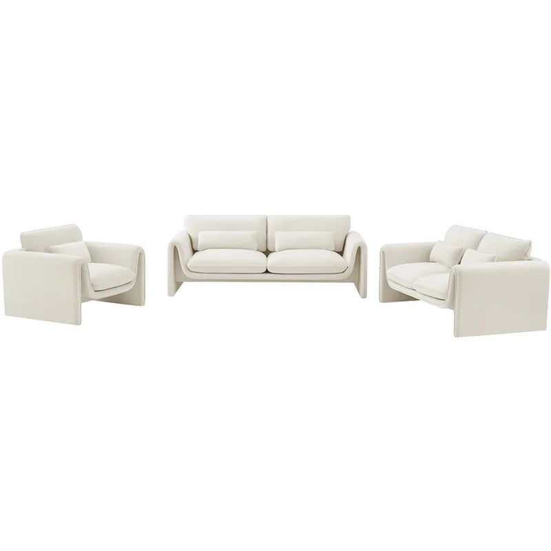 Cream Velvet Loveseat S305197