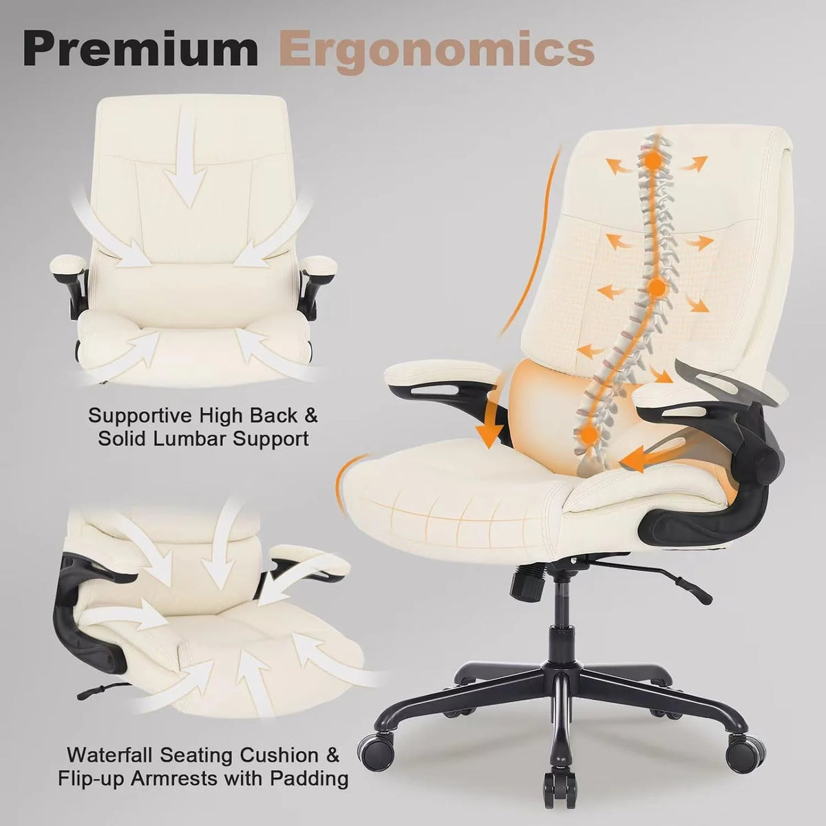 Black Big and Tall Ergonomic Office Chair with Lumbar Support K63452