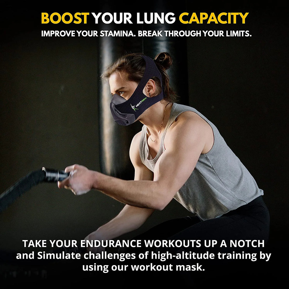 Black Workout Mask with 8 Replaceable Carbon Filters N29357