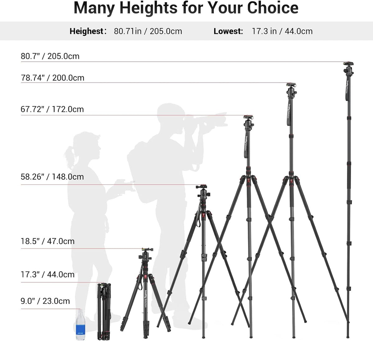 Foldable Aluminum Camera Tripod and Monopod H15414