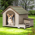 Outdoor Wood Dog House with Feeding Station and Storage Box Z89891