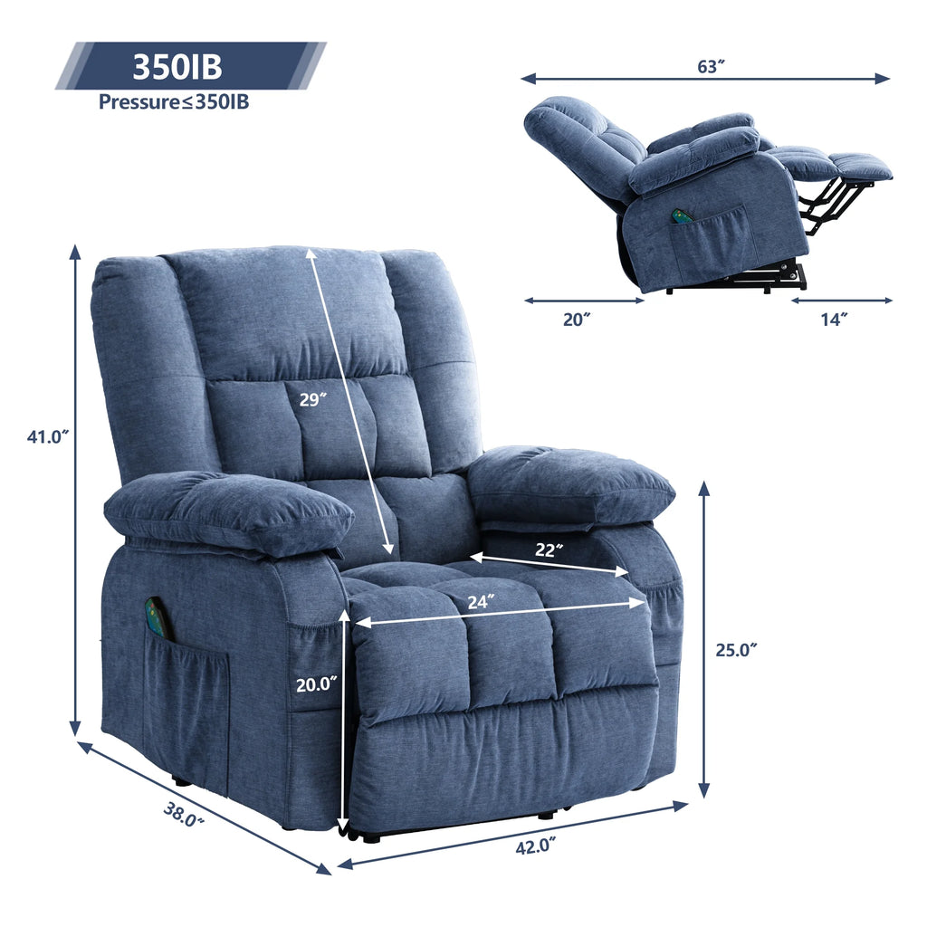 Brown Power Lift Recliner Chair with Heat and Massage L966