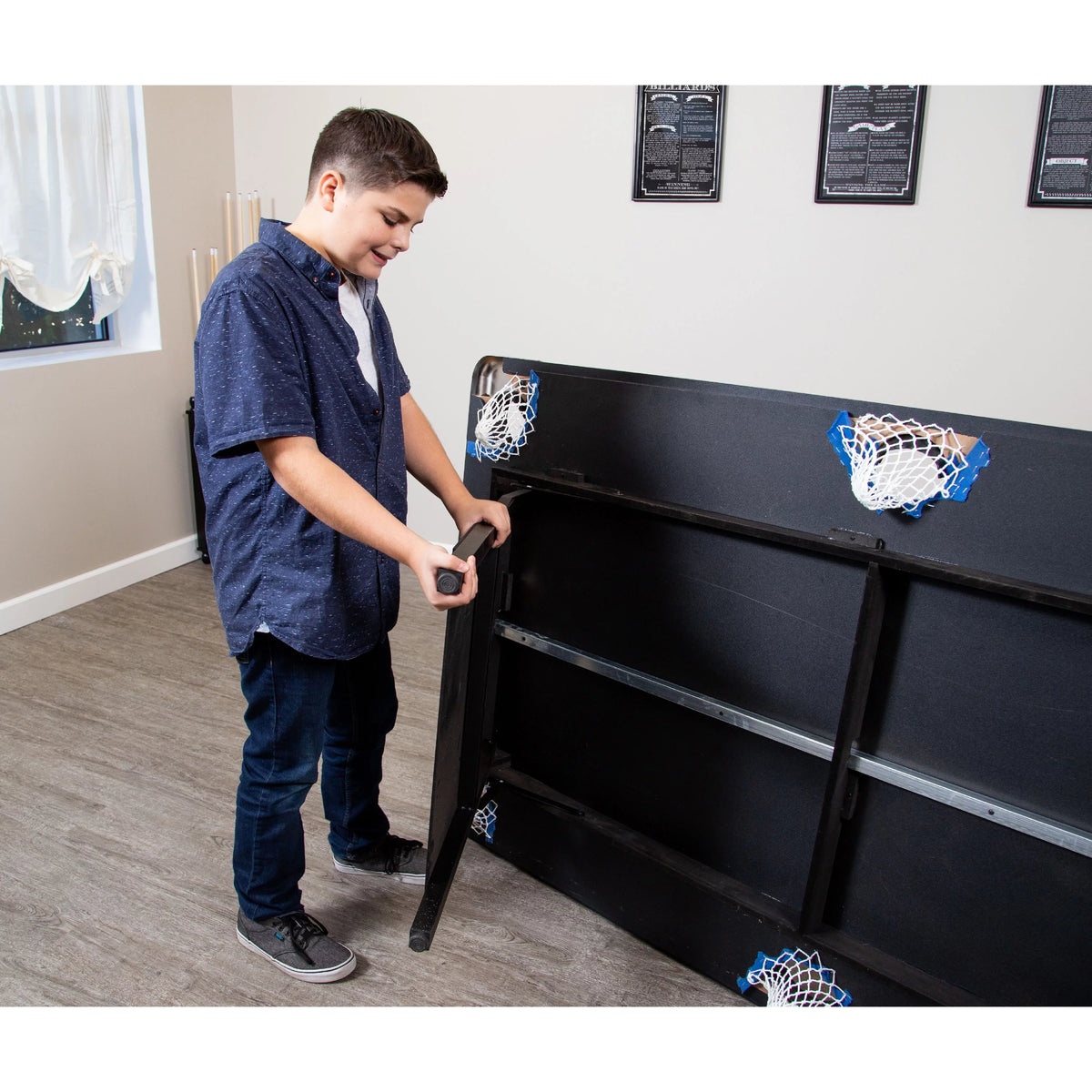 Portable Folding 6 ft. Pool Table, Blue Felt C786