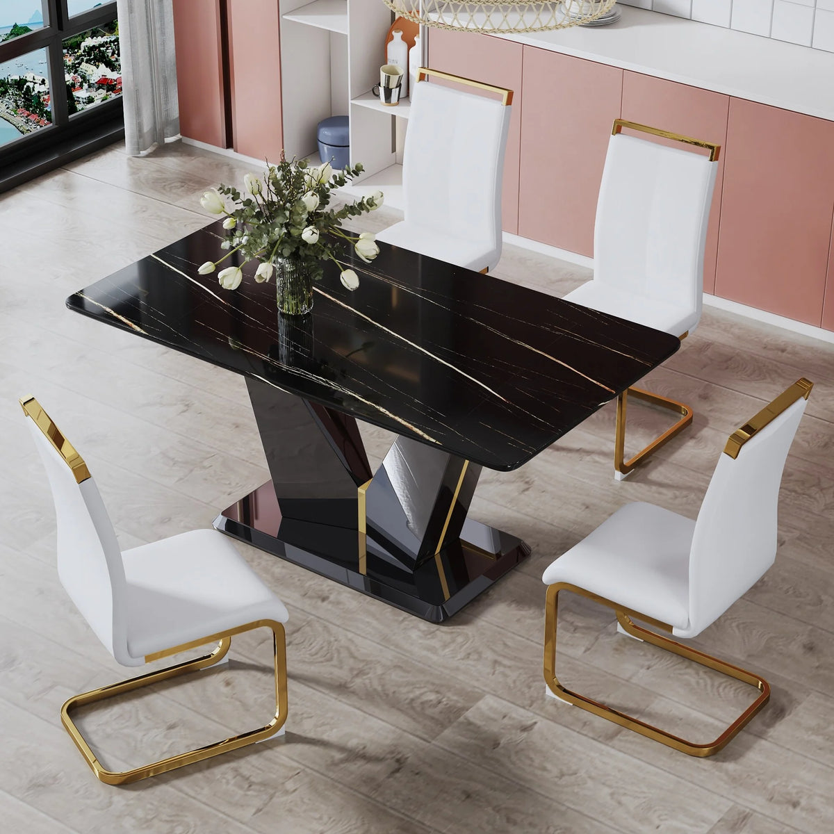 White Rectangular Dining Table B358695