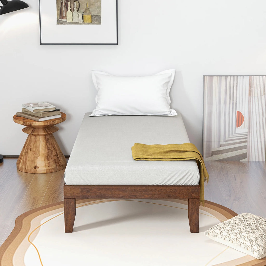Twin Size Wooden Bed Frame with Wood Slats K451738